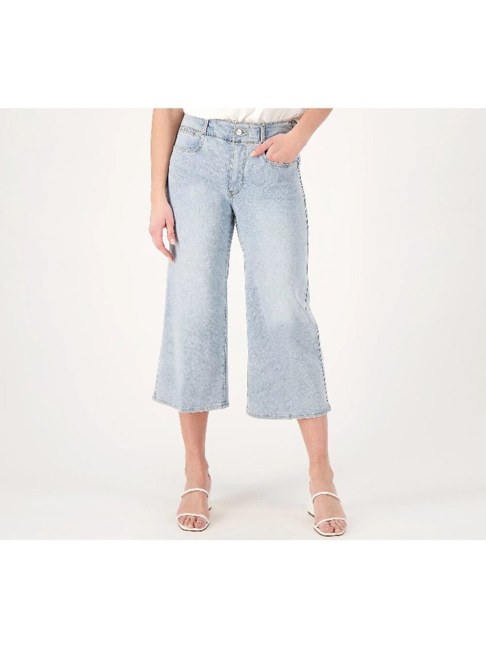 NYDJ Crop Jeans Size 8 Cool Embrace Wide Leg Denim Daybreak Light Wash Blue NEW